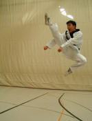 В taekwondo широко используется прыжковая техника